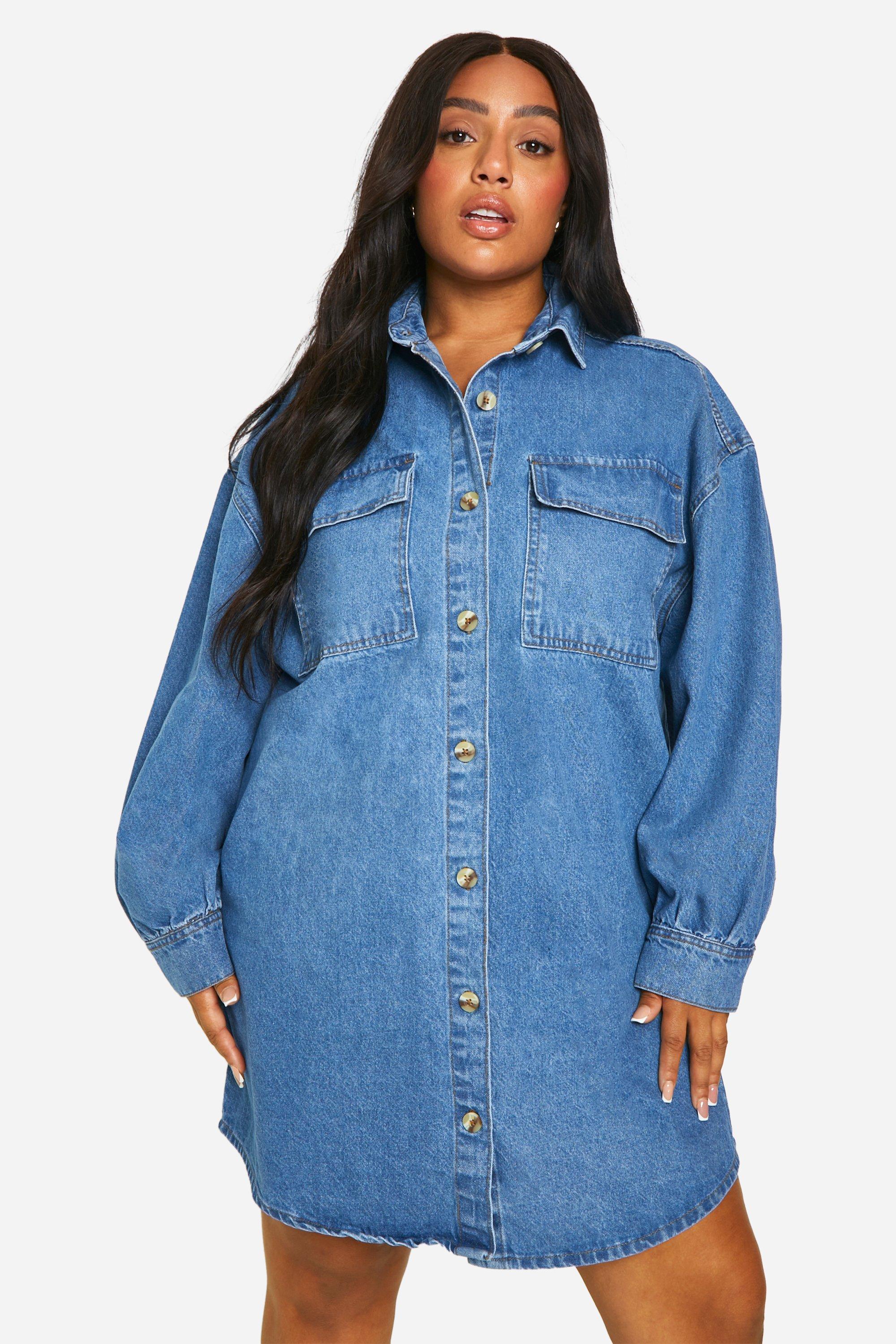 Grande taille Robe chemise oversize en jean